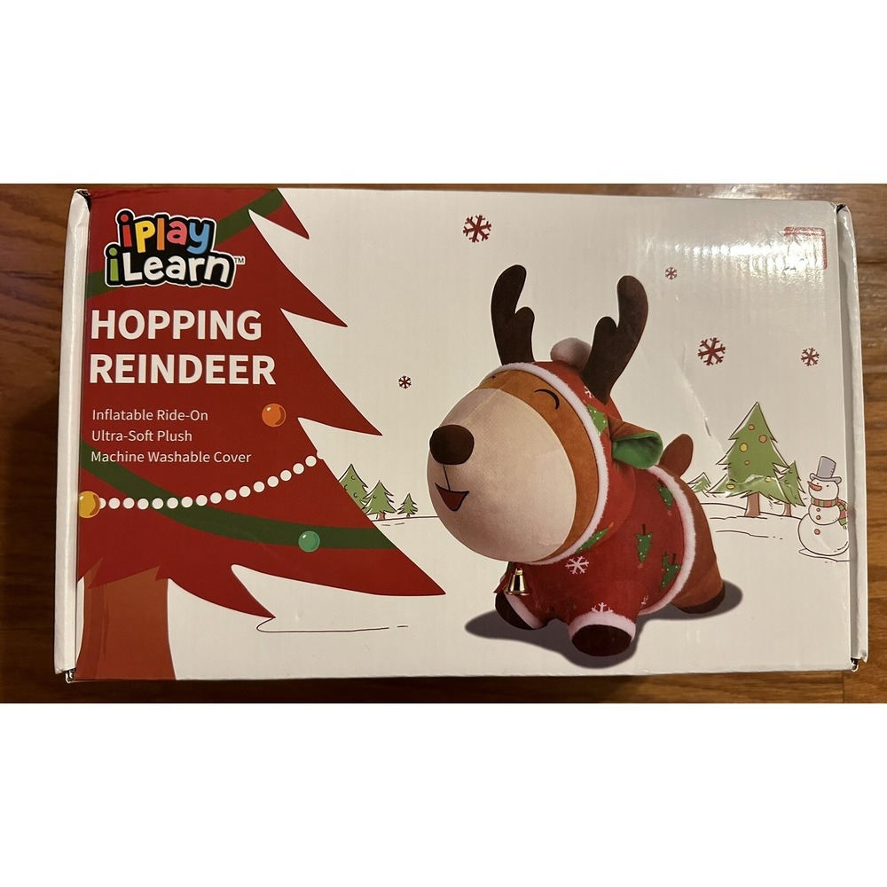 iPlay iLearn Hopping Reindeer Bounce & Play Inflatable and Ultra-Soft Plush Ride